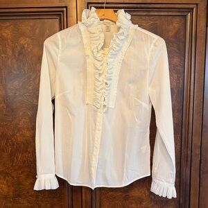 J. Crew Women's White Ruffled Blouse